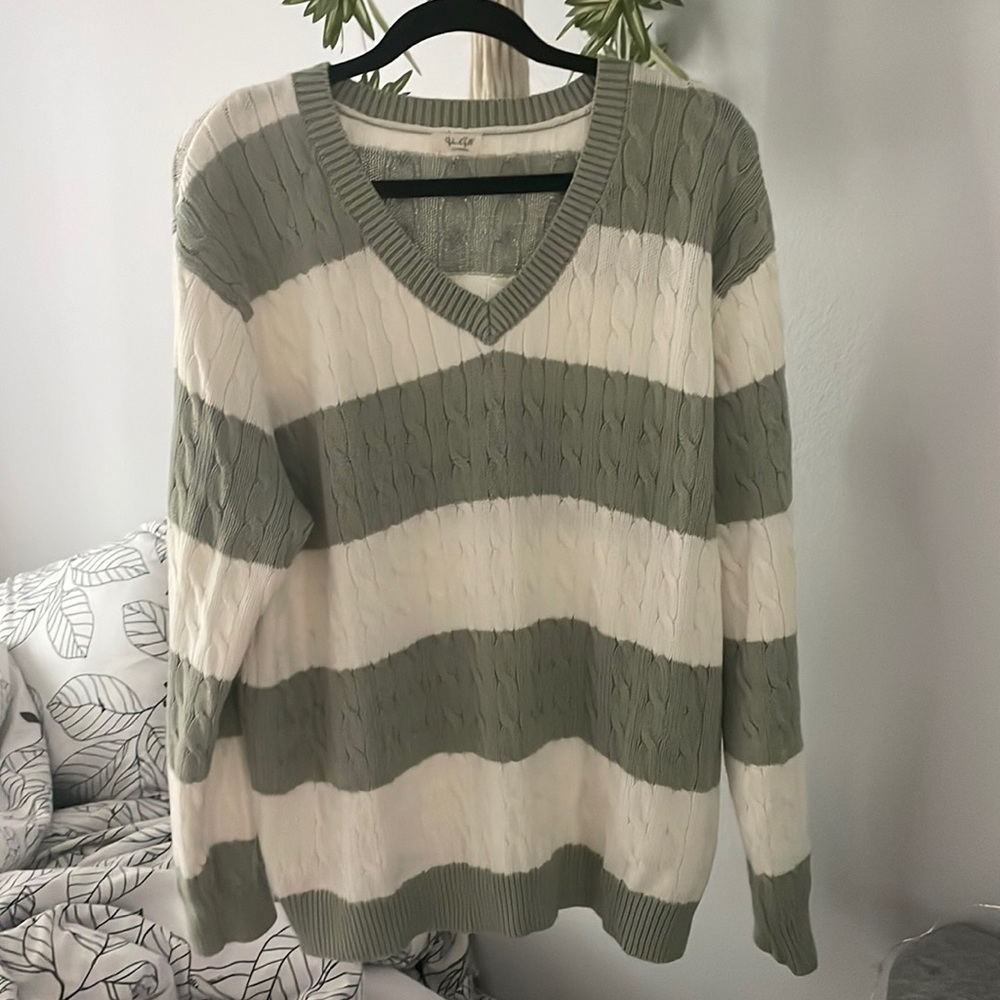 John Galt Striped V-Neck sweater